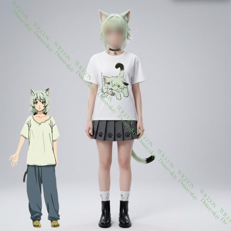 Anime Merchandise Shirt - Chainsmoker Cat Yaniko Satou Niedliches bedrucktes